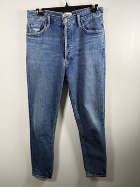 AGOLDE | Nico Button Fly High Rise Slim Distressed Jeans